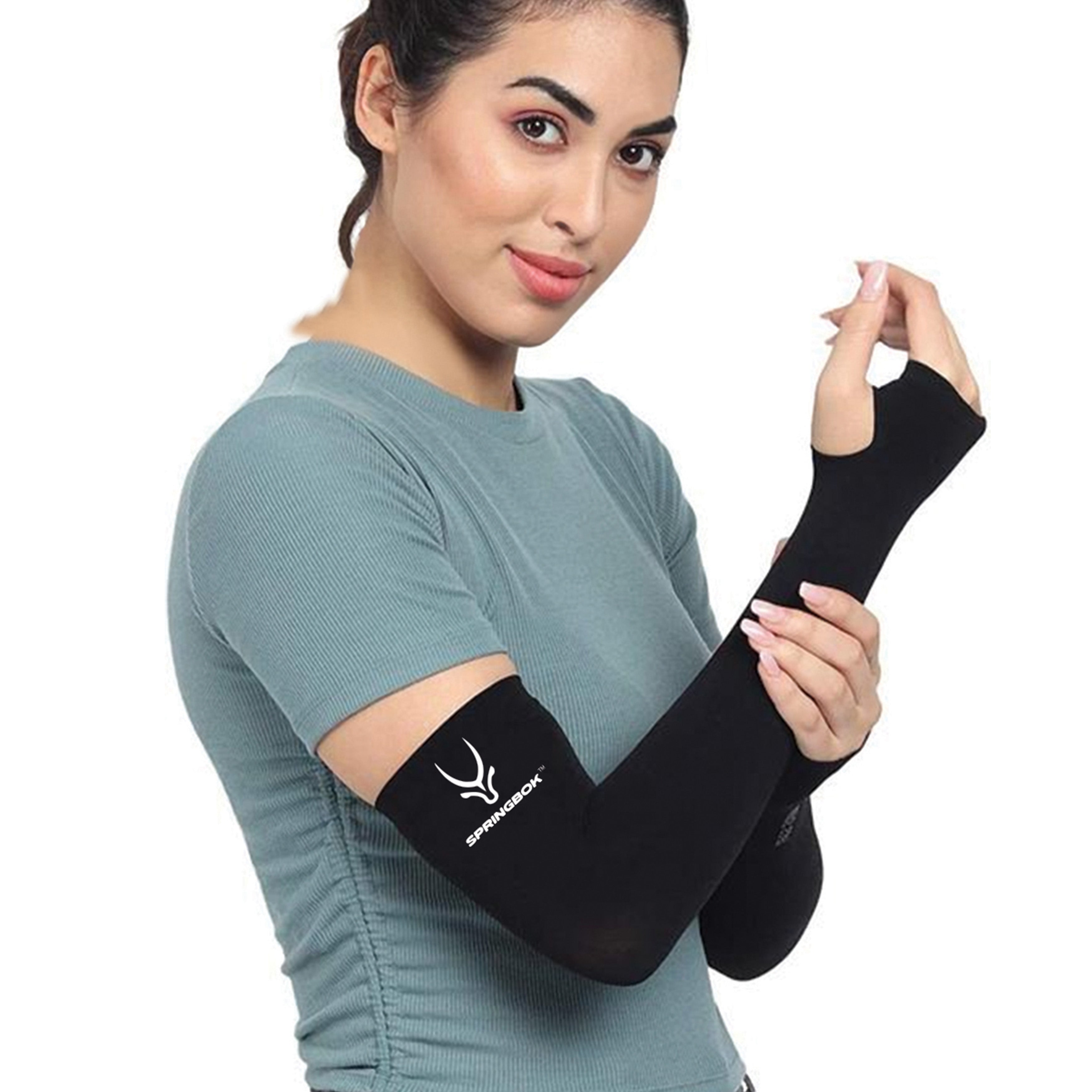 Springbok Sports Arm Sleeve with Thumb for Men and Women, made with Lycra fabric (Pair)