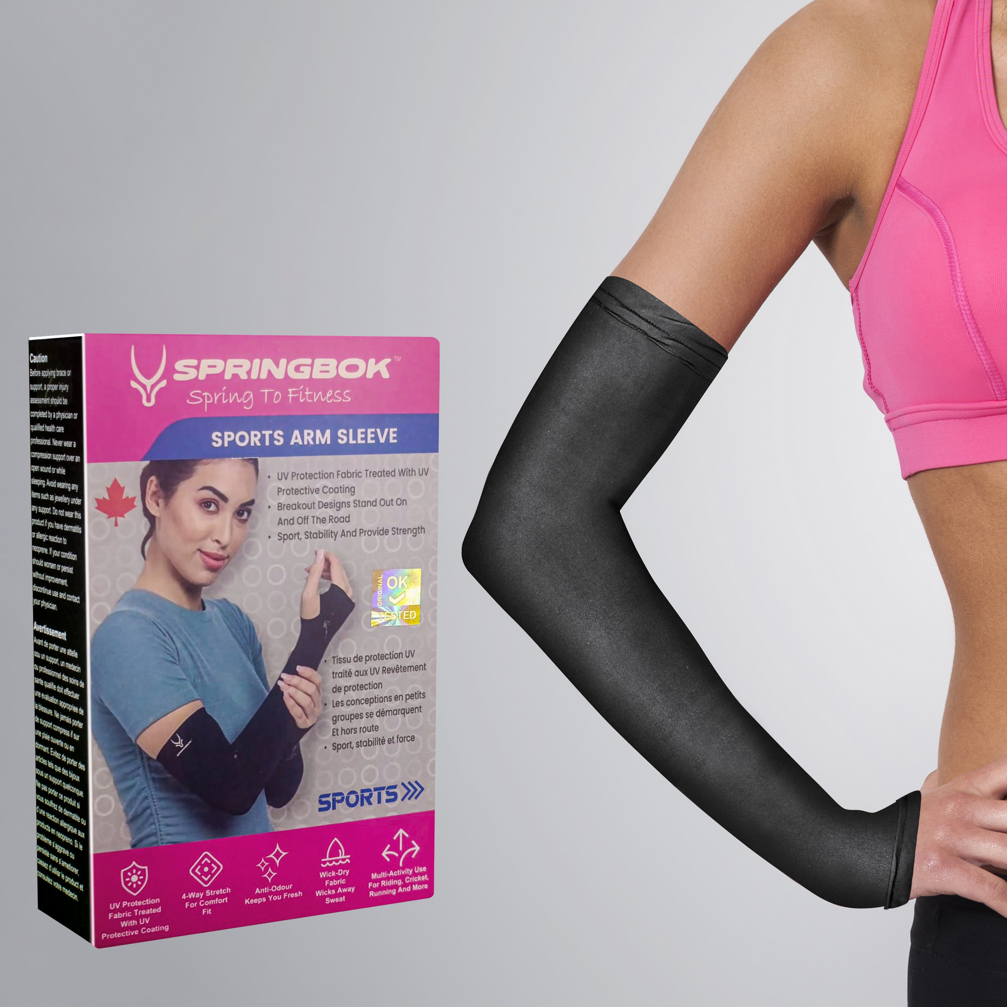 Springbok Sports Arm Sleeve with Thumb for Men and Women, made with Lycra fabric